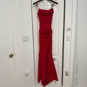 Alex and Sophia Dress Juniors' Corset Draped-Front Side-Slit Gown